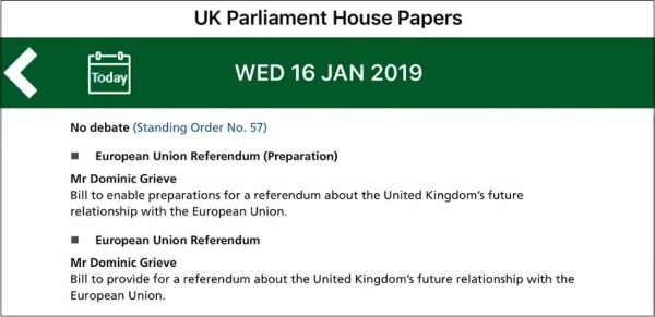 hoc order paper grieve bills to stop brexit
