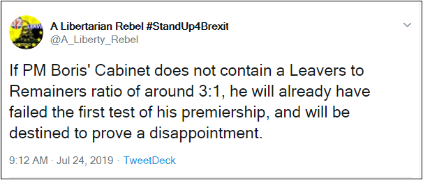 2019.07.24 Me ALR on Boris Cabinet Remainer-Leaver ratio