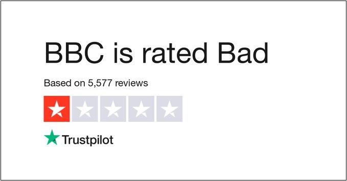 BBC rated Bad on Trustpilot