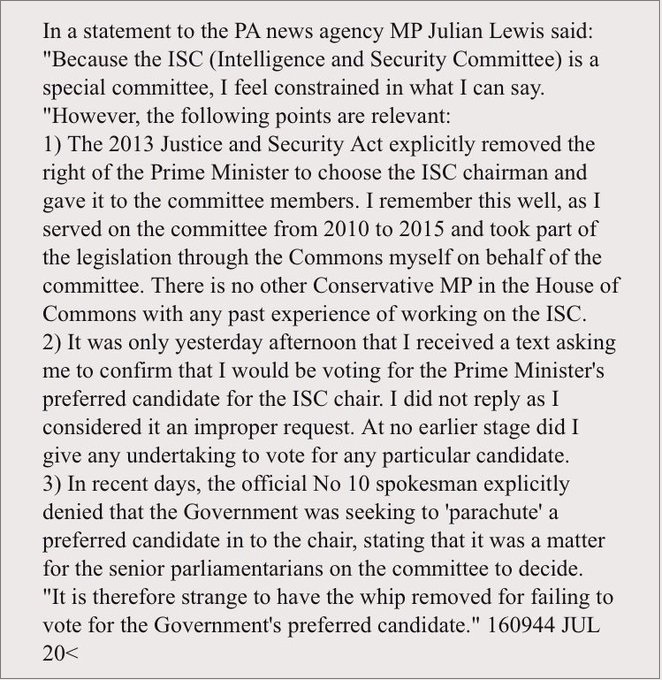 2020.07.16 Julian Lewis statement